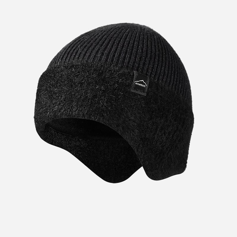 Вязаная шапка Мужская зимняя бархатная теплая шапка Толстая холодостойкая шапка из шерсти для катания