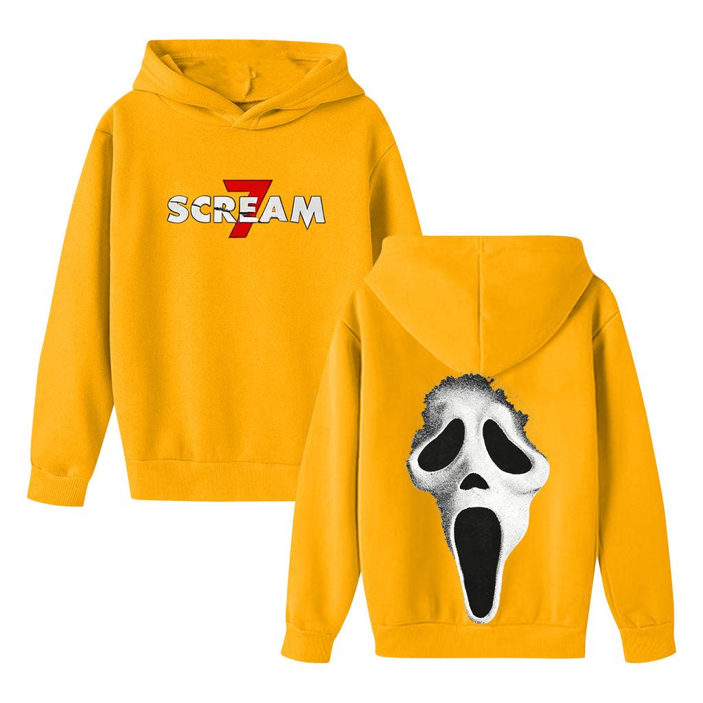 Kids Hoodie, SCREAM Ghostface Print, Fleece Lined, Boys Girls Casual Sports Sweatshirt Top