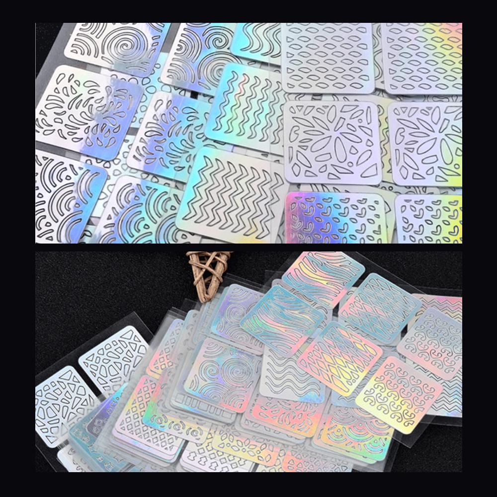 Наклейки для дизайна ногтей, полый гель-лак, лазерный винил для ногтей, трафаретные насадки, 24 шт./компл., сердце, звезда, 3D изображение