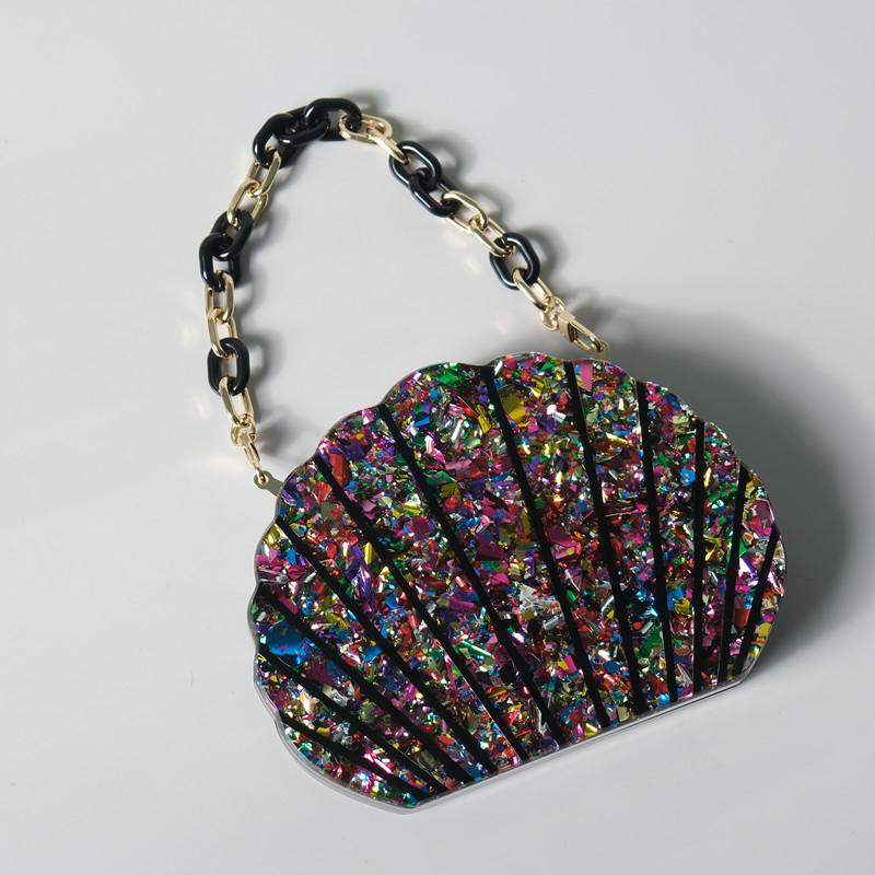 Новые модные сумки, модная женская сумка, красная акриловая сумка с блестками, роскошная свадебная вечерняя сумка, женский роскошный кошелек-клатч в форме ракушки