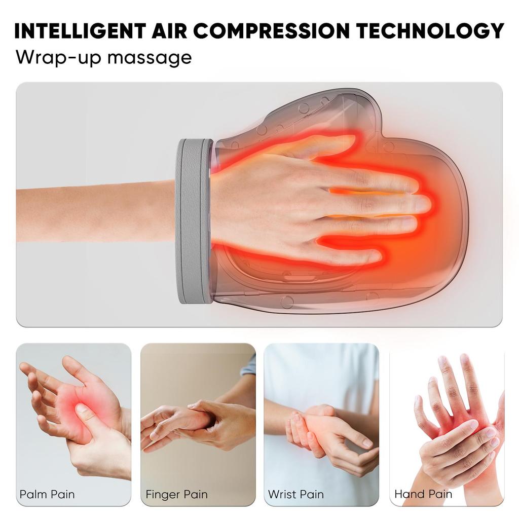 Hand Massager with Heat Compression Relief, 3 Massage, 4 Temperature,5 Compression Model Therapeutic Gloves, Wrist and Finger Massage gifts for loves
