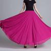 Женская танцевальная юбка, газовая шифоновая юбка, однотонная, с эластичной талией, многослойная, с большим струящимся подолом