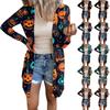 Women's Casual Cardigan Halloween Printed Long Sleeve Top With Pockets