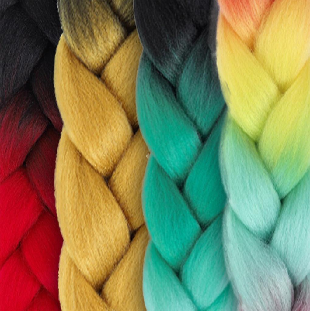 MISQUEEN Yaki Soft Hair Ombre Crochet Braiding Hair Extension For Braid 24 Inch Pink Synthetic Crochet Hair Jumbo Braid Hair