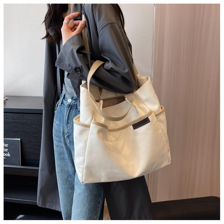 Большая вместительная холщовая сумка-тоут, женская сумка, студенческая сумка через плечо для студентов колледжа