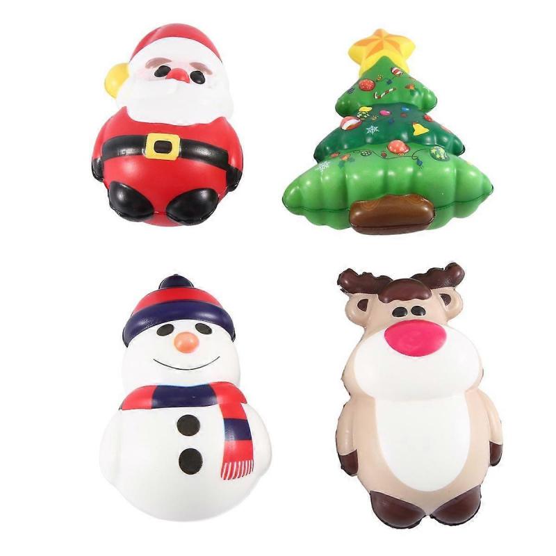 4Pcs PU Squishy Anti Stress Reliever Toy Doll Reindeer Christmas Gift Slow Rebound Antistress Squee