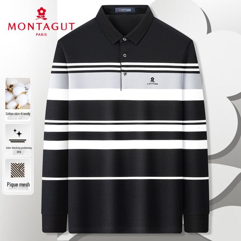 Мужская рубашка-поло MONTAGUT с длинным рукавом в стиле business casual