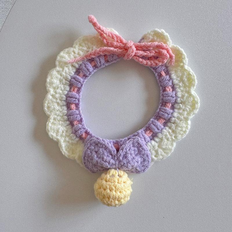 Ошейник для питомца, плетеный вручную, милое вязаное ожерелье для кота, ошейник для маленькой кошки, украшение на шею для маленькой собаки