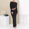 Women’s Spring Summer Autumn Solid Color Comfortable Sexy Slim Fit Two Piece Set Long Sleeve Long Dress Casual Elegant Outfit