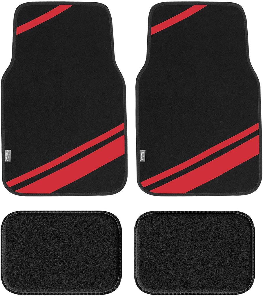 FH Group Group Red Car Floor 65 X 33 X Universal Full Set of Carpets and Faux Leather for and Trucks Imported from F14501RED (FH International) Mats,