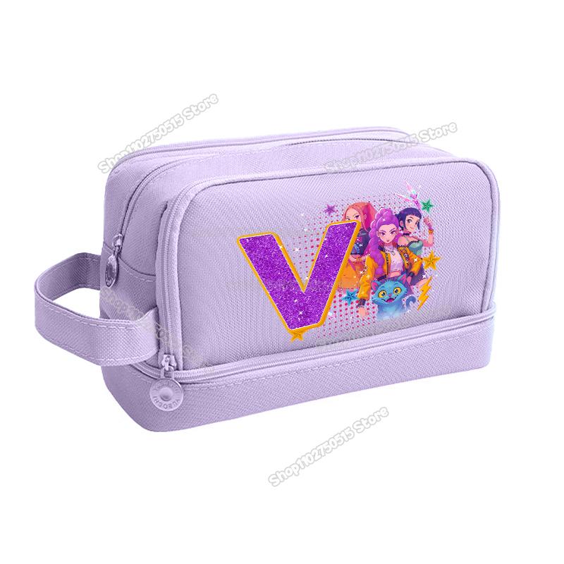 Kpop Demon Hunters Letter A-Z Pencil Bag Rumi Mira Zoey Girl Student Pencil Case High-capacity Stationery Pouch School Supplies