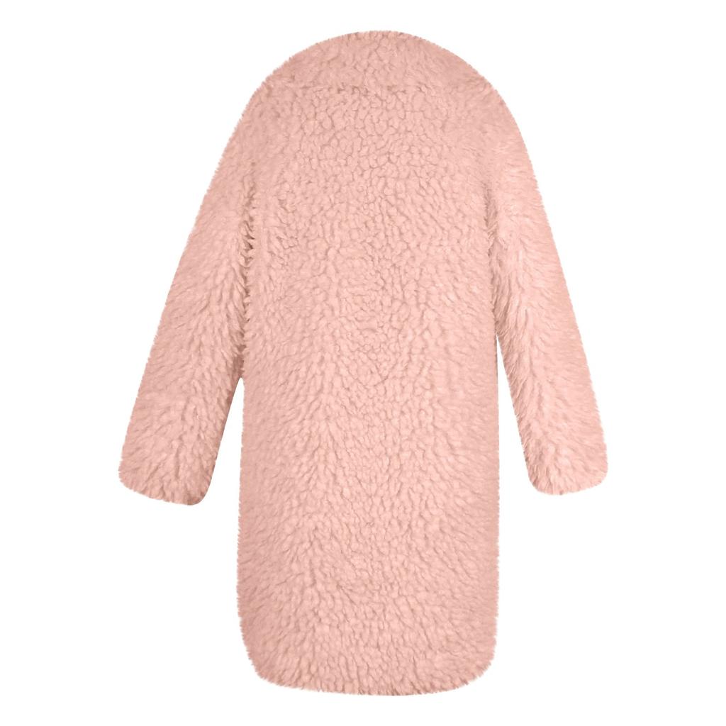 Женское однотонное искусственное пальто с лацканами, верх, женское плюшевое пальто средней длины