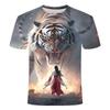 2024 Summer New Trendy 3D Printed Short Sleeve Color Match Versatile Men's and Women's Round Neck T-shirt Top