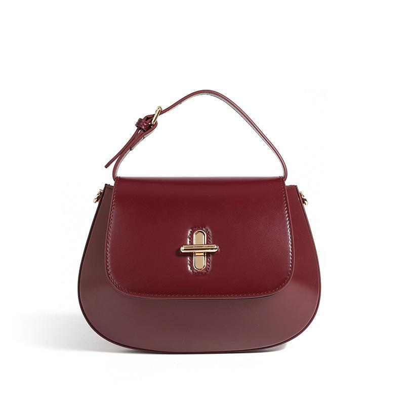 Korean-style women's genuine leather 2025 new crossbody bag, light luxury niche high-end capsule chestnut cowhide women's bag