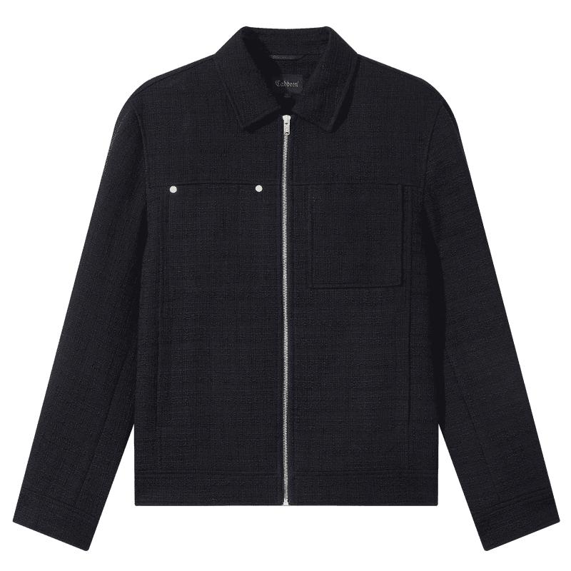 Cabbeen Men's Black Tweed Jacket with Stud Embellishment