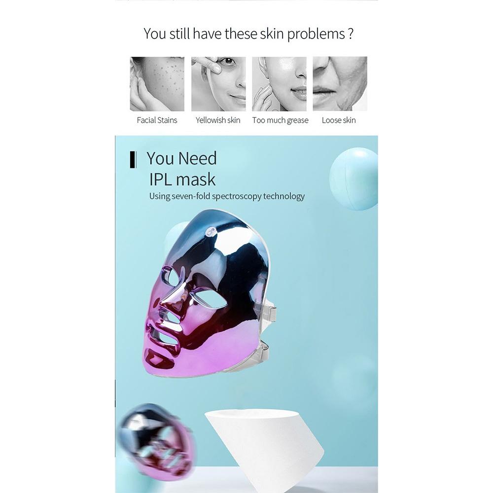 7-цветная светодиодная маска для лица, USB-перезаряжаемая, портативное устройство для ухода за кожей и красоты