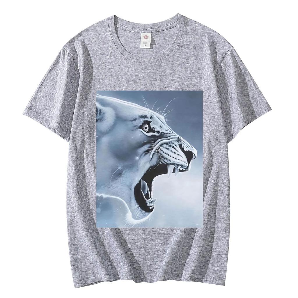 Fun and Angry Lion Emoji Pattern Tshirt Comfortable and Casual Summer ShortSleeve TShirt Women Clothing Fashion Personality