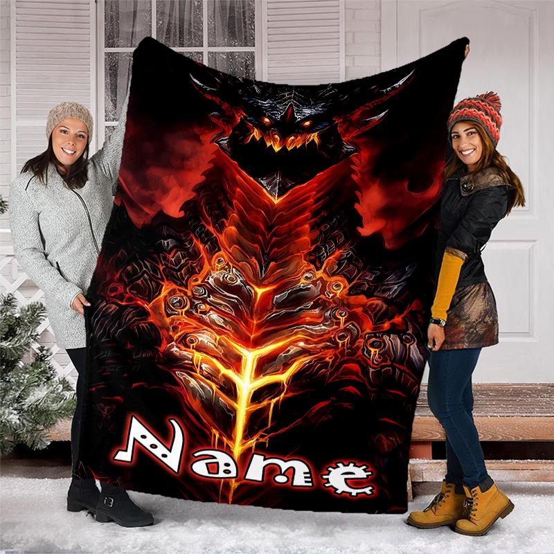 Personalized Custom Name Blanket - World of Warcraft Print Design,Blanket for Sofa,Bed,Travel,Camping - Soft and Warm, Great Gift