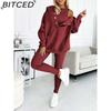 BITCED Женский спортивный костюм: худи, облегающий жилет в толстый рубчик и брюки, комплект из трех предметов