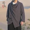 Men's Spring/Autumn Buddhist Hanfu Windbreaker: Mid-Length Cotton & Linen Taoist Robe Cloak