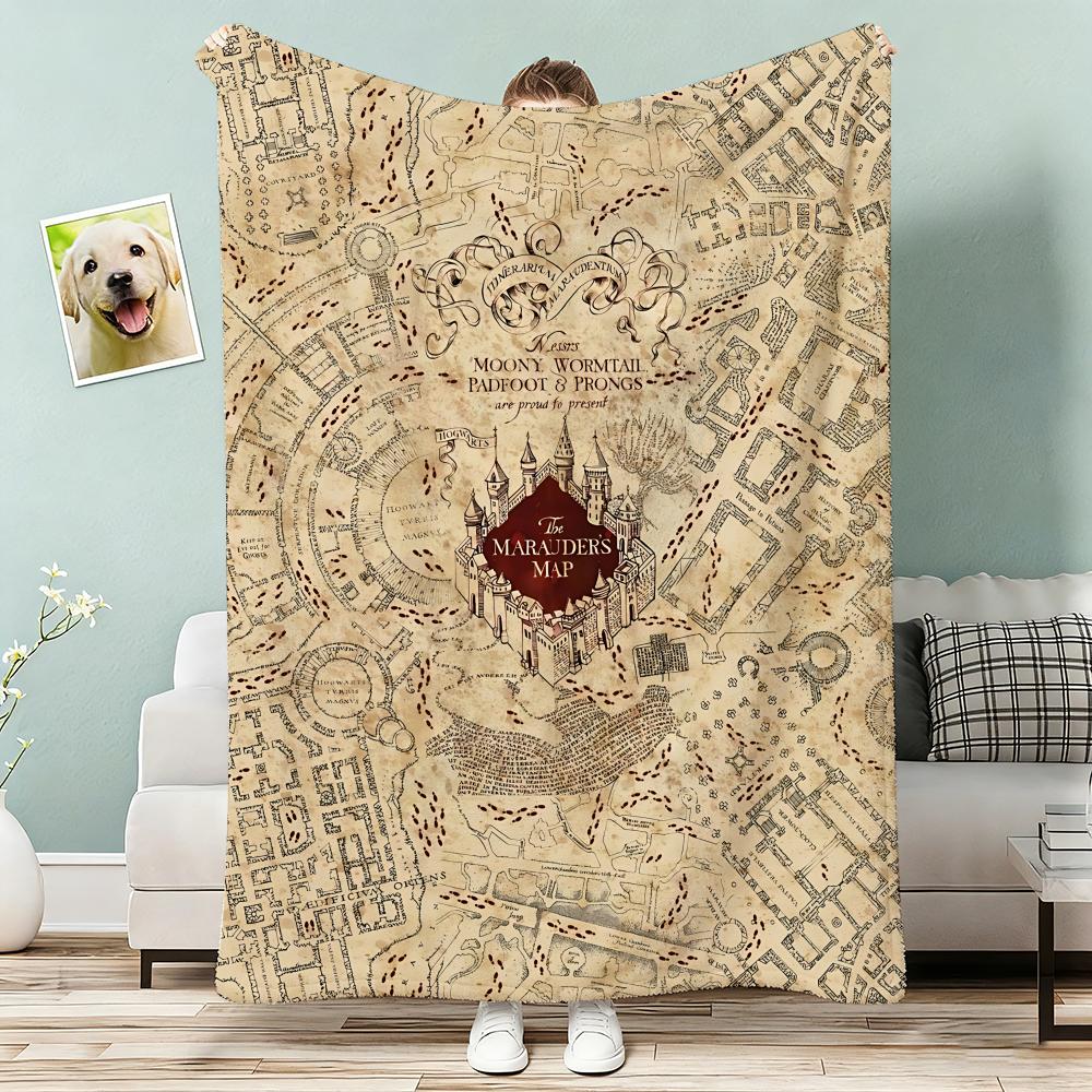 The Marauder's Map Throw Lightweight 240g Flannel Blanket Soft Skin-friendly for Summer Cooling