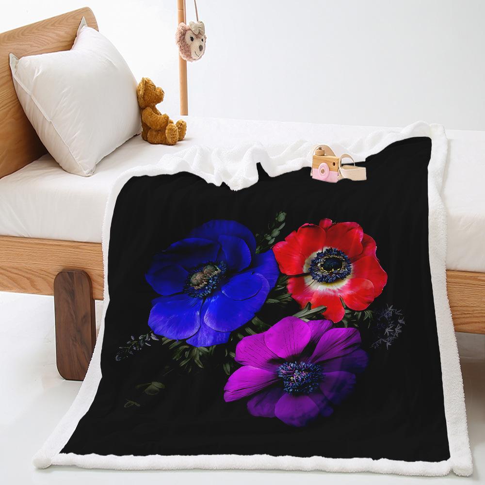 Lily 2D Digital Printing Thickened Lamb Wool Crystal Fleece Blanket One Piece