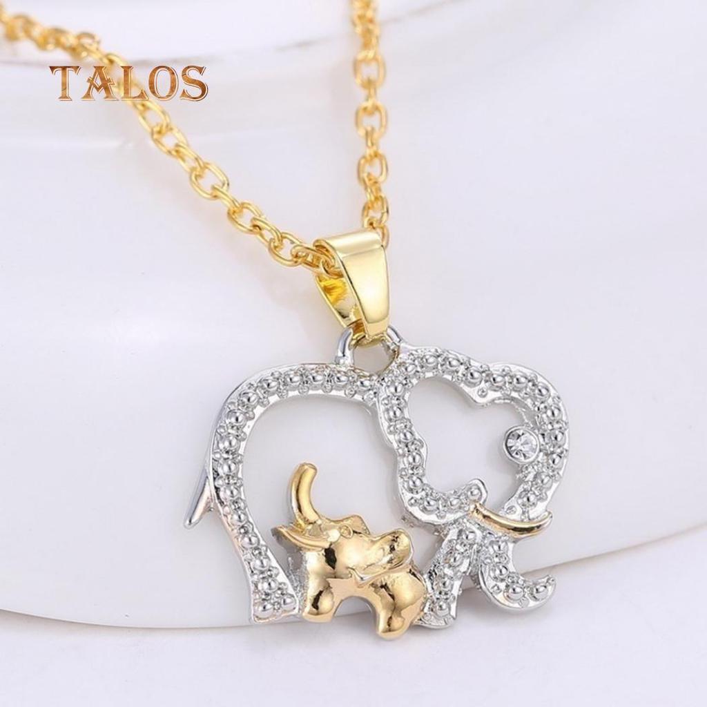 Mother's Day Gift Creative Cute Animal Double Elephant Pendant Necklace Jewelry Suspension Trinket