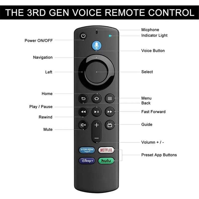 Запасной голосовой умный пульт дистанционного управления для Smart Fire TV Stick 1-го, 2-го, 3-го поколений, Fire TV Cube, Fire TV Stick Lite 4K, бытовой техники