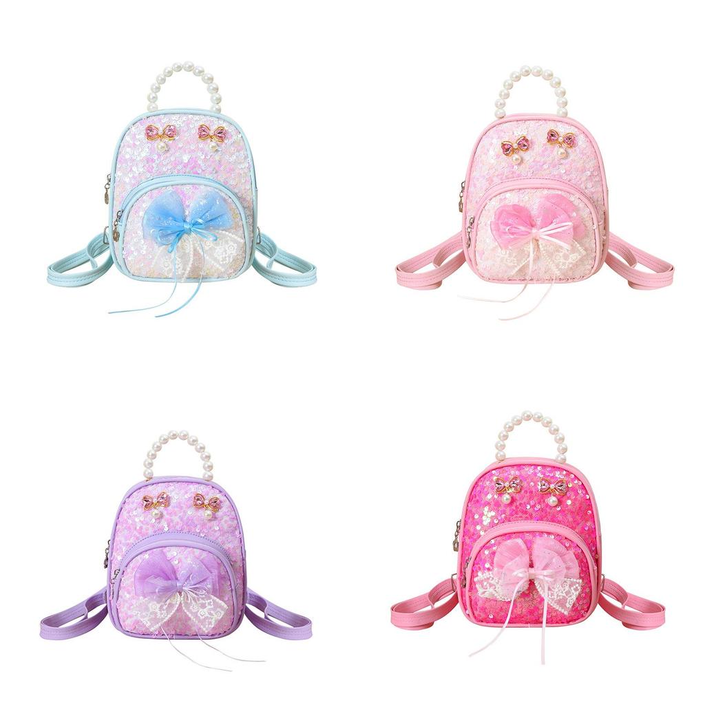 Kids Backpack Fashion With Artificial Pearl Hand Held And Bow Decor For Daily