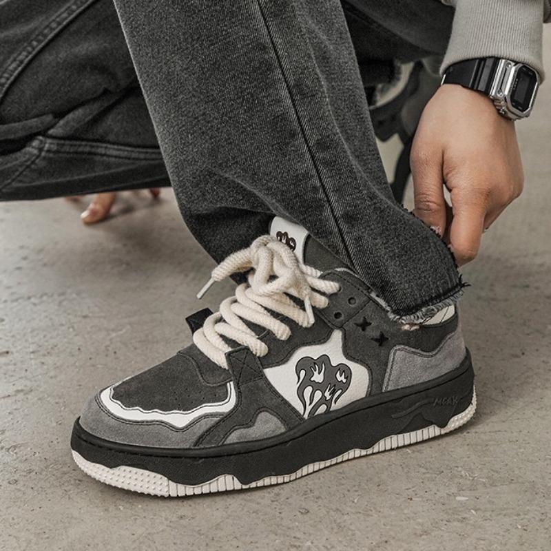 Y2K Korean Women Vintage Casual Gray Black Sports Loafers Sneaker Athletic Chunky Sneakers Platform Tennis Shoe Flat Men Shoes