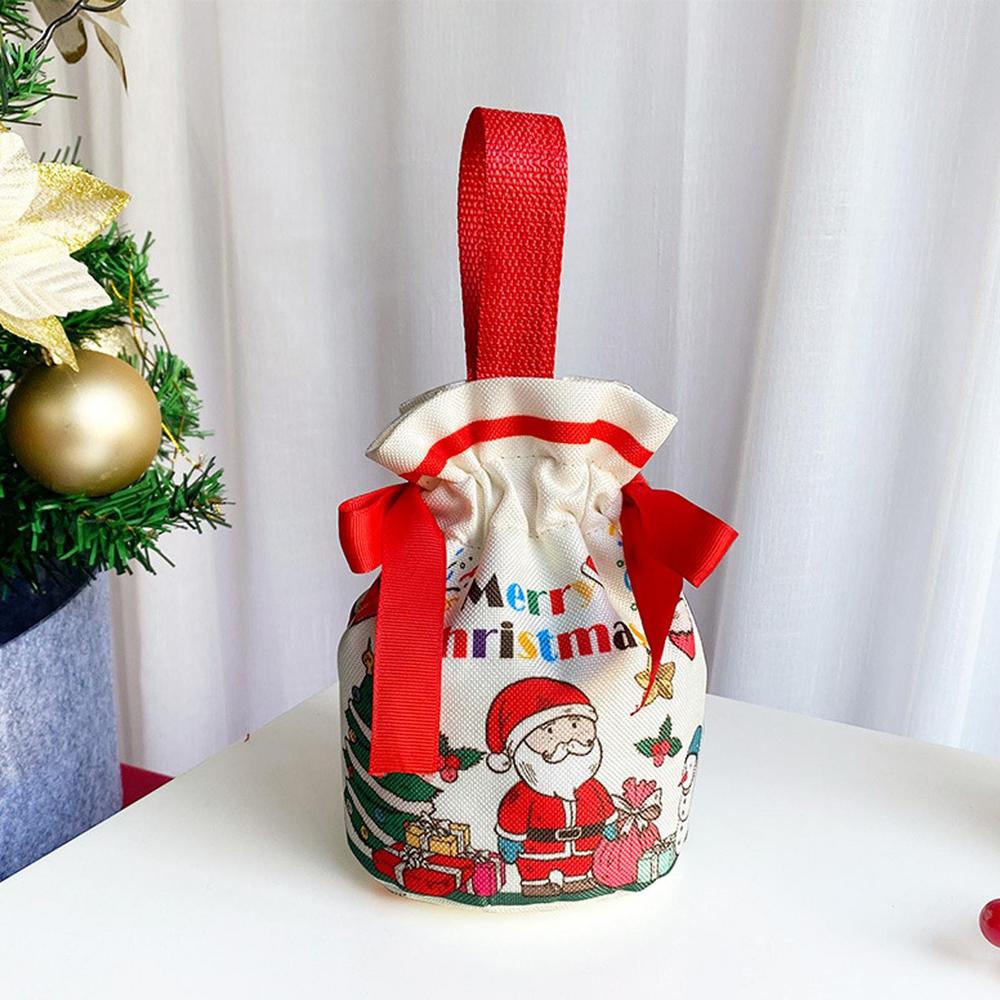 Christmas Bags With Drawstring Christmas Cute Canvas Bag Christmas Trees And Santa Claus Party Favor Bags Christmas Wrapping