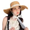 Lace lace-up woven straw hat women's summer outing big brim five-strand sun hat seaside UV protection sand