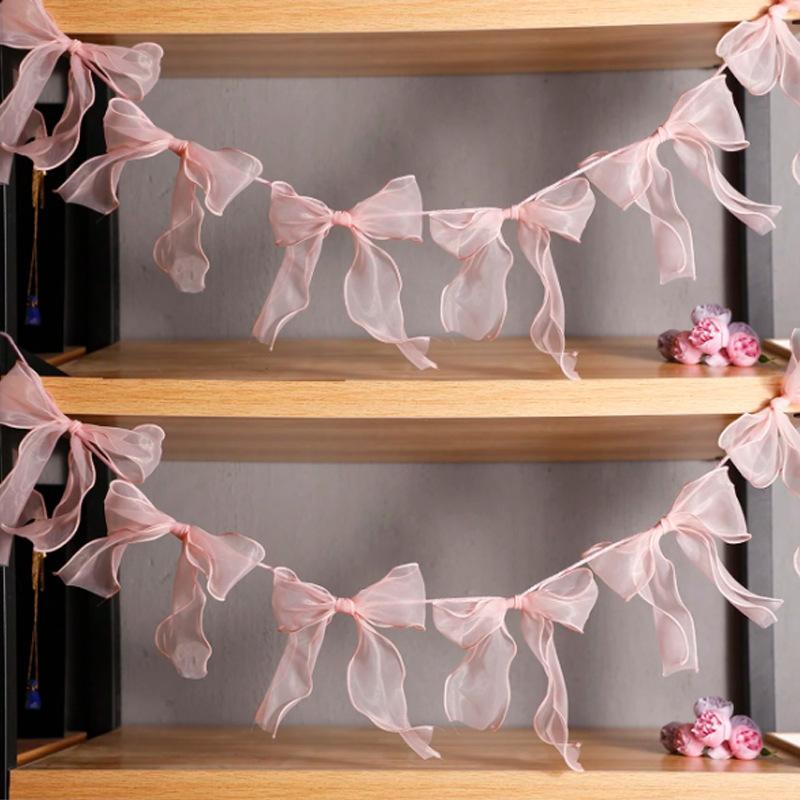 Bowknot Banner Hanging Pendant Garlands For Girls Princess Birthday Party Decor Baby Shower Wedding Party Photo Background Decor