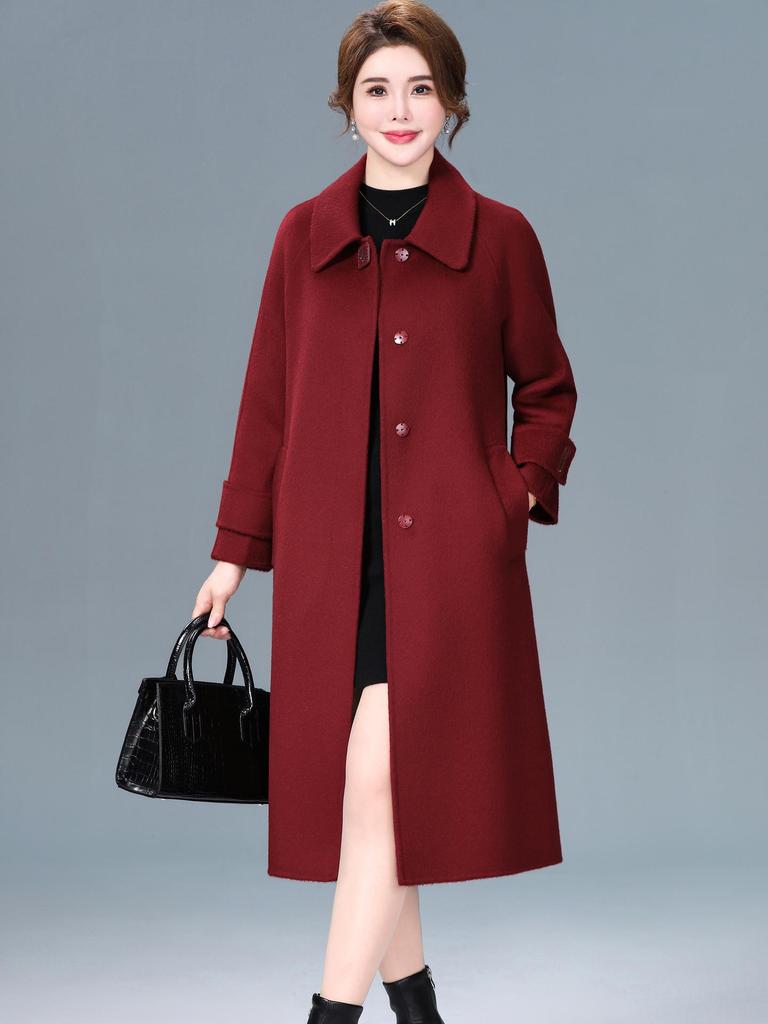 Женское кашемировое пальто средней длины - Двустороннее, Высококачественная модная верхняя одежда Осень/Зима 2025