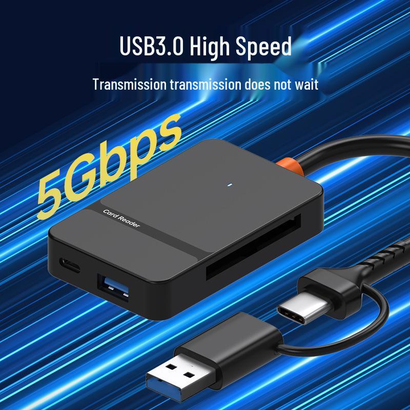 Совместимый с Apple 8-в-1 USB 3.0 Двухголовочный Type-C Картридер и Док-станция