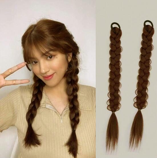 Длинный плетеный хвост с эластичными завязками для волос, синтетические наращивание волос для ежедневного использования, аксессуары для волос для вечеринок