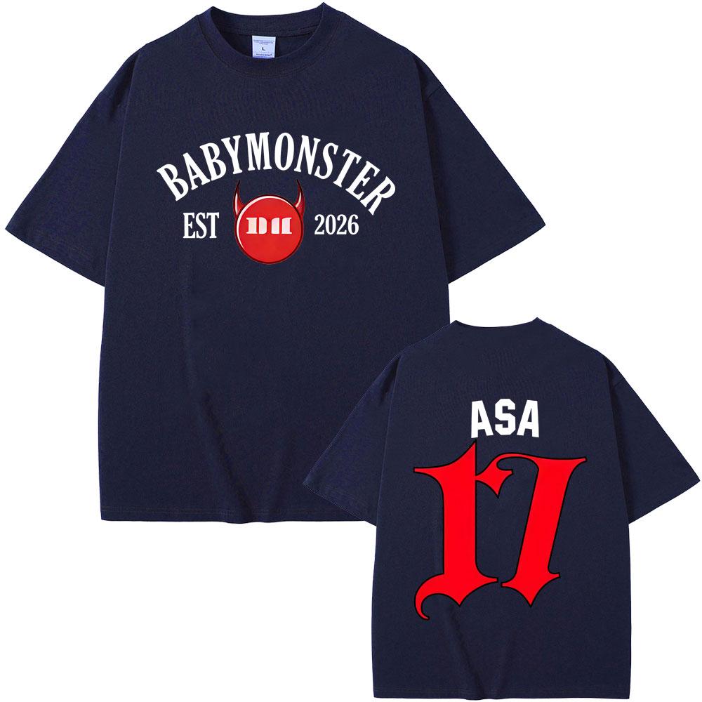 Babymonster А Хён Аса Рами Рора Рука Фарита Чикита Тур 2026 Футболка Унисекс Женская Мода Оверсайз Хлопковая Футболка с Коротким Рукавом