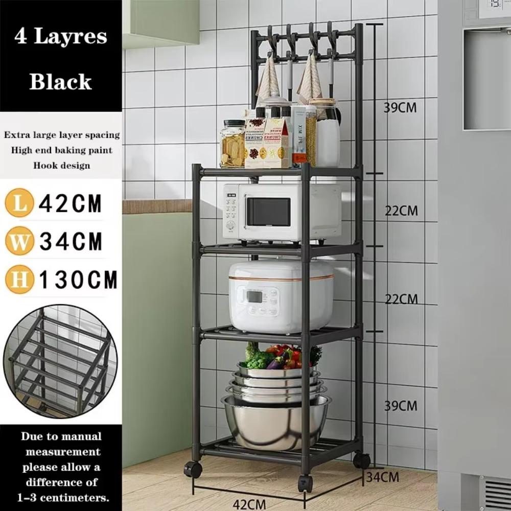 Kitchen Storage Rack Microwave Oven Pot Rack Floor Standing Household Seasoning Storage Rack Multilayer Simple Organizer Kitchen