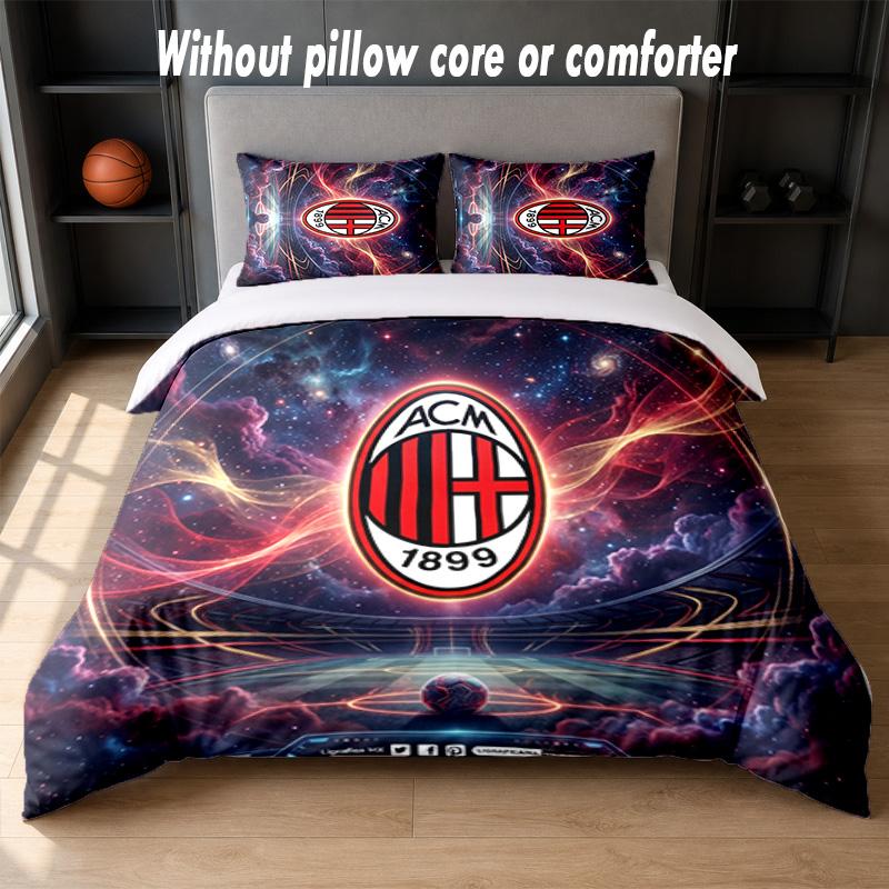 AC Milan Design Bed Bedding Set 1 Duvet Cover + 2 Pillowcases Soft Breathable Household Bed Linens