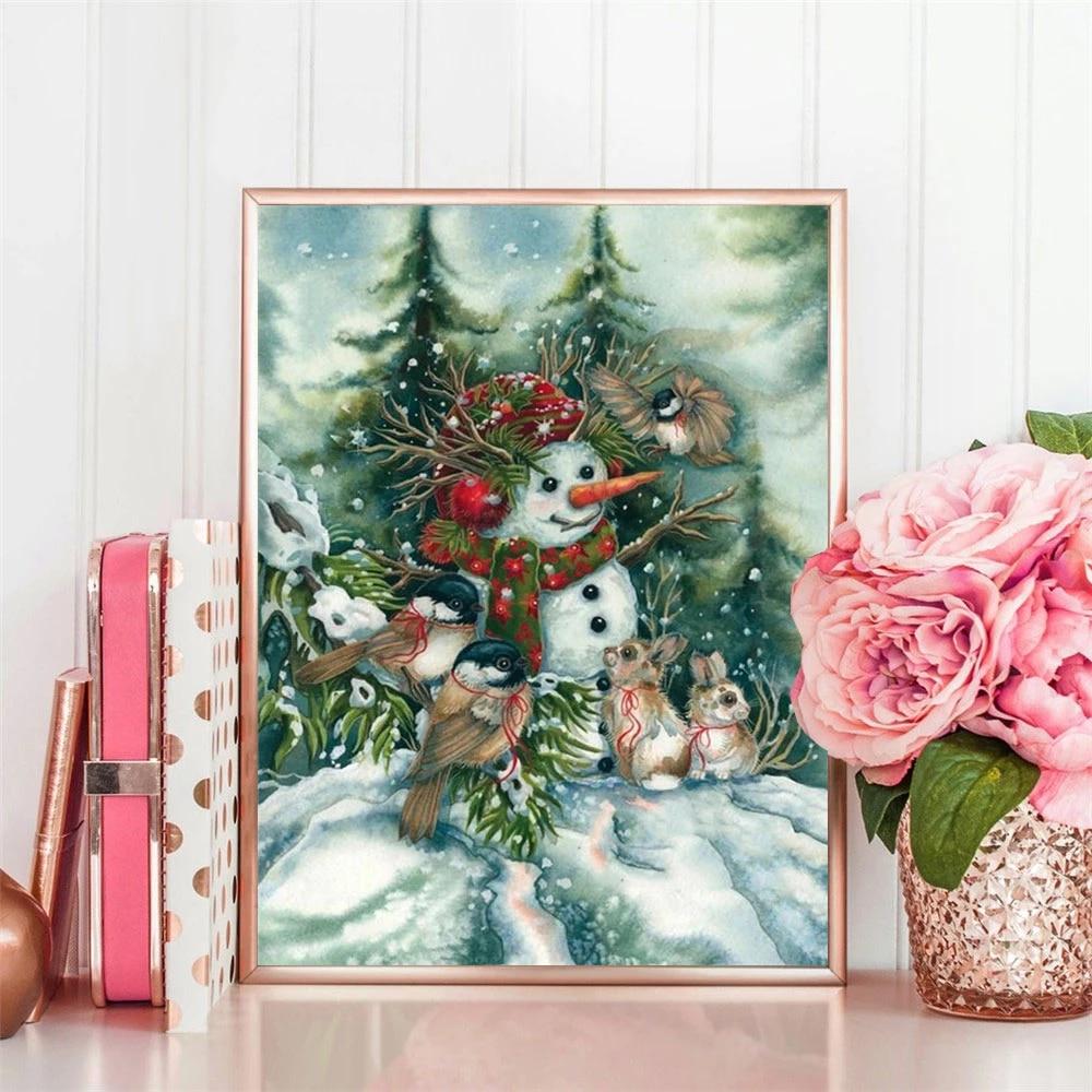 Алмазная картина, вышивка крестиком, Зимняя птица, Алмазная вышивка, Рождественский снеговик, ремесленный набор, подарок ручной работы