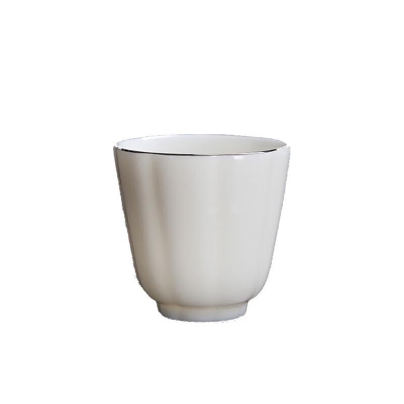 Chaxun White Porcelain Teacup with Platinum Rim