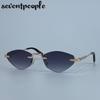 Солнцезащитные очки Polygon без оправы с маленькой оправой Женские Роскошный бренд Винтажные Металлические Шестиугольные Солнцезащитные очки Классические Безоправные Очки UV400