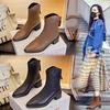Новые остроносые ботинки 2025 осень толстый каблук ботинки Мартин женские повседневные ковбойские сапоги женские универсальные ботинки женские ретро женские ботинки
