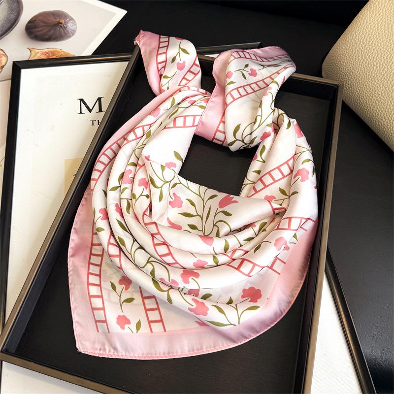 Luxury Printing Silk Square Scarf Women Neck Hair Tie Band Beach Hijab Kerchief Head Headbands Bandana Female Foulard 70Cm