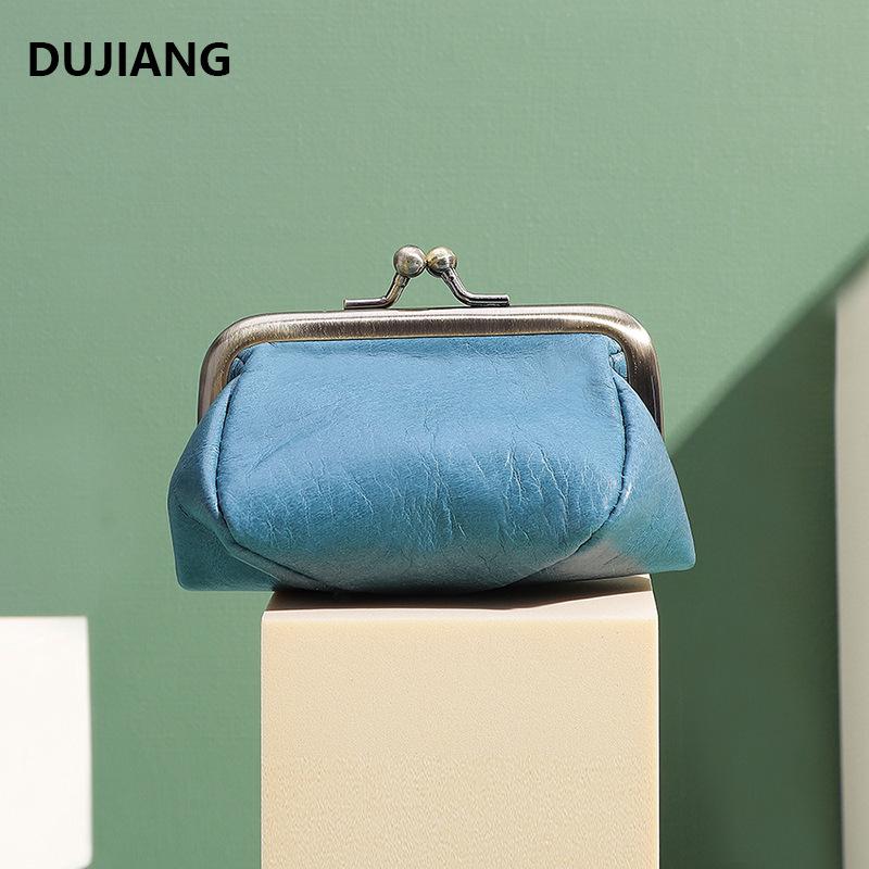 Retro Mini Genuine Leather Clasp Coin Purse & Earphone Bag