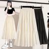 Dimanaf 2025 Plus Size Summer Elastic Long Skirts High Waist Casual Women Loose Skirt Pleated Fashion Vintage Maxi