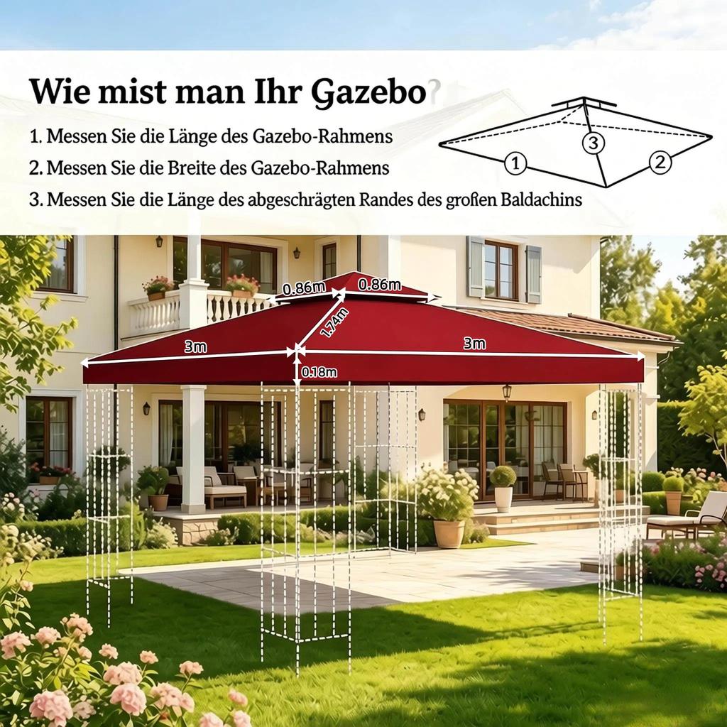 Stylish Replacement Gazebo Top Cover, Replacement Roof, Outdoor Replacement Gazebo Top Cover (Only Replacement Gazebo Top Cover)