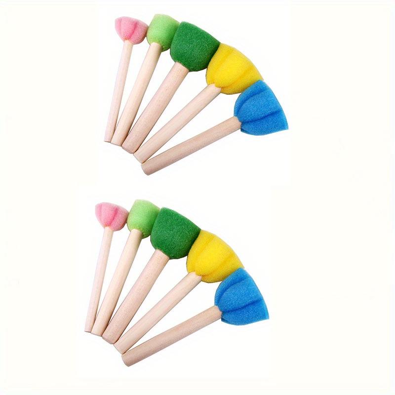 10pcs Sponge Wooden Rod Brush 5 Colors Mini Flower Sponge Painting Sponge Set Art Painting Supplies Painting Brush Sponge Brush