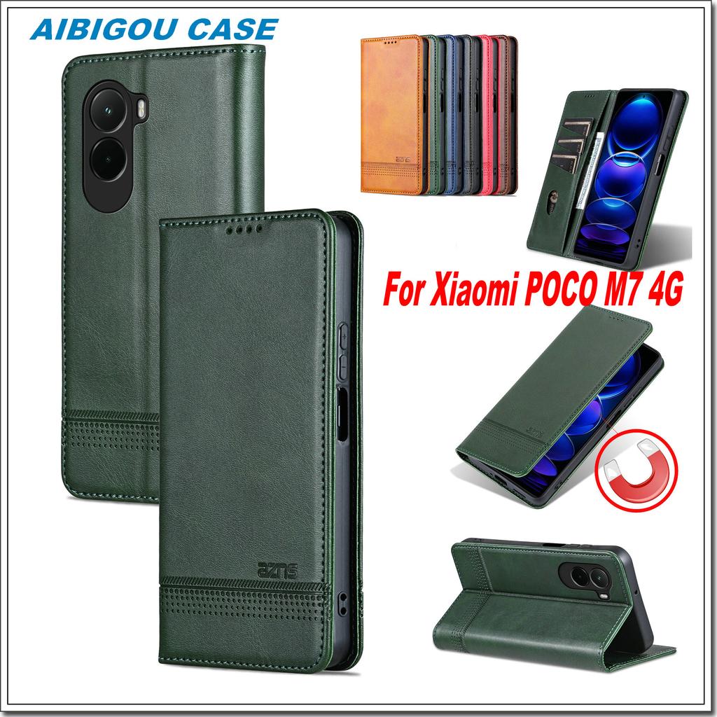 POCO M7 4G M 7 Роскошный кожаный чехол-книжка в стиле ретро для Xiaomi POCO M7 4G Funda Чехлы для телефонов