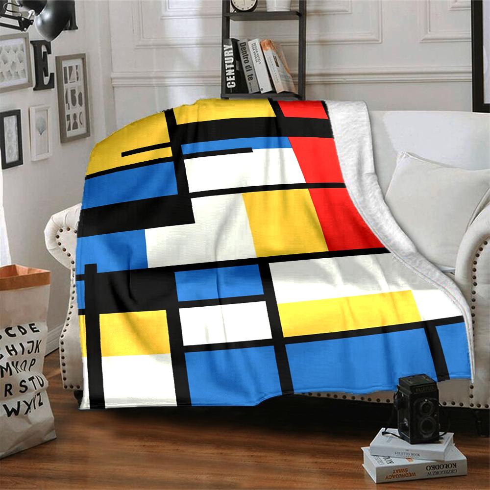 1Pc Abstract Composition Blanket Soft And Comfortable Casual Warm Camping Travel Christmas Halloween Xmas Gift M92849
